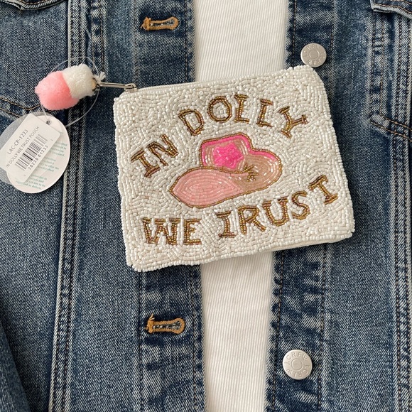 In Dolly We Trust Coin Pouch Seed Bead Coin Pouch Beaded Coin Bag Beaded White - Picture 3 of 6